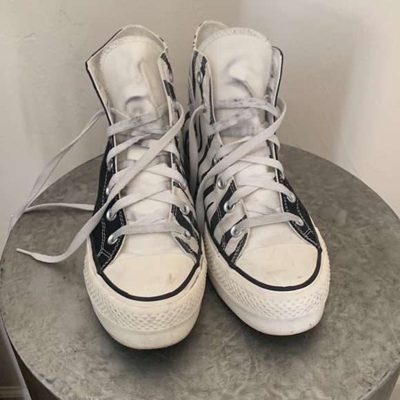 CONVERSE PLATFORM CHUCKS BLACK AND ZEBRA PRINT WOMENS 8.5 | MENS 6.5 - Picture 9 of 12